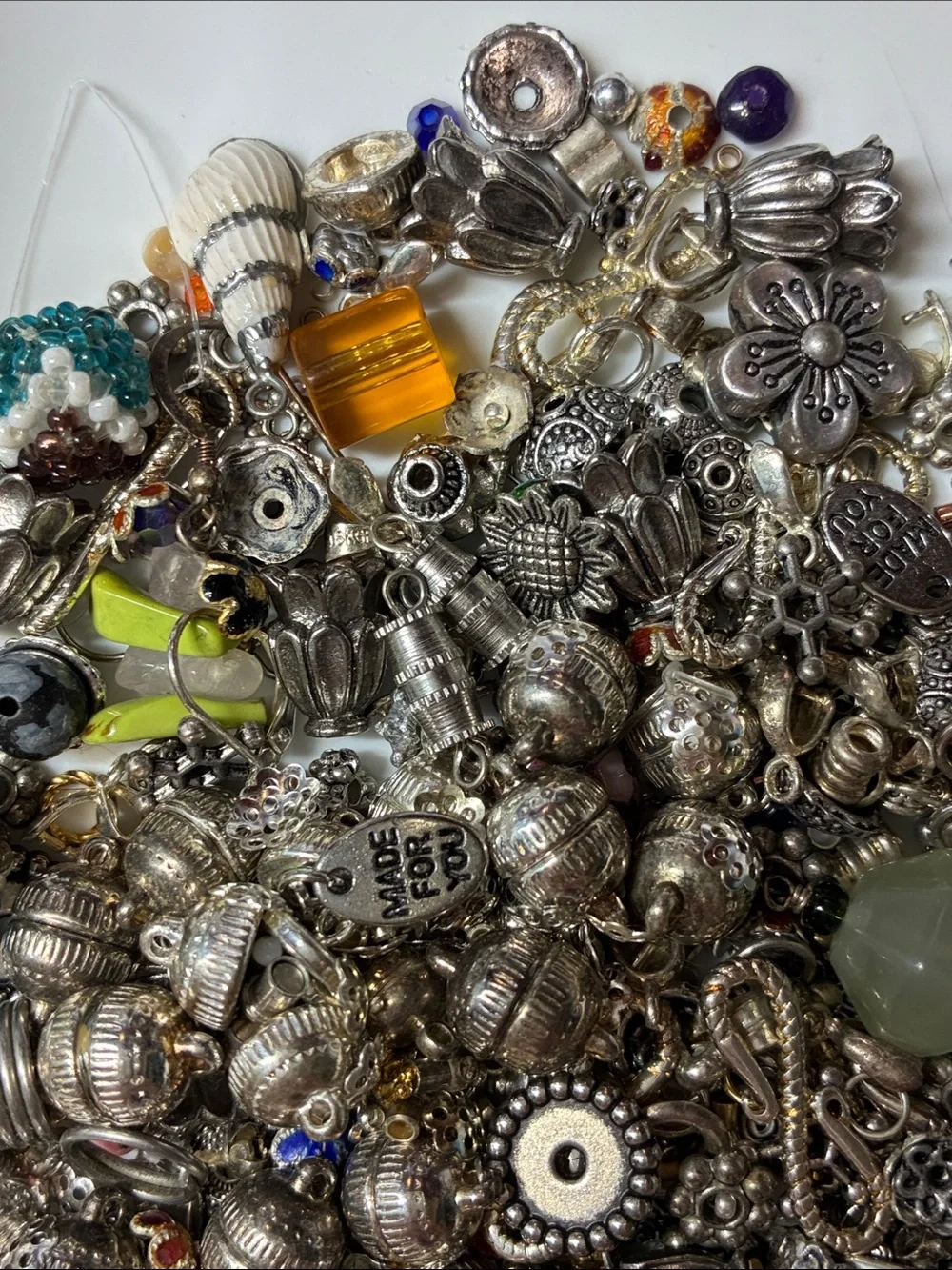 Lot of 2+ pounds of silver and gold colored jewelry making findings